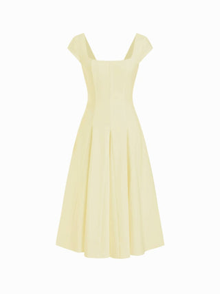 Square Neck Short Sleeve Wrap A-line Maxi Dress