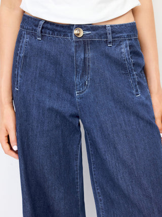 Denim Mid Rise Straight Leg Jeans