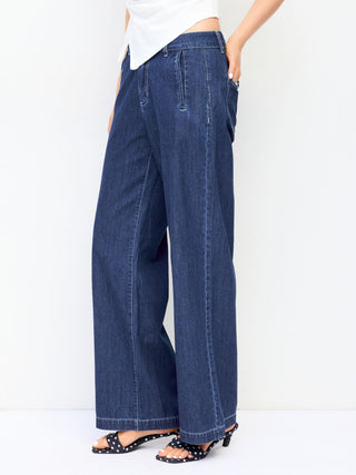 Denim Mid Rise Straight Leg Jeans