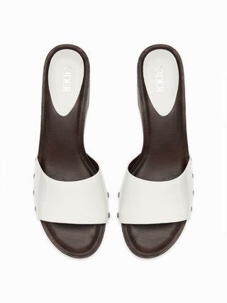 STUDDED PLATFORM MULE SANDALS