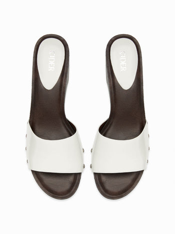 STUDDED PLATFORM MULE SANDALS