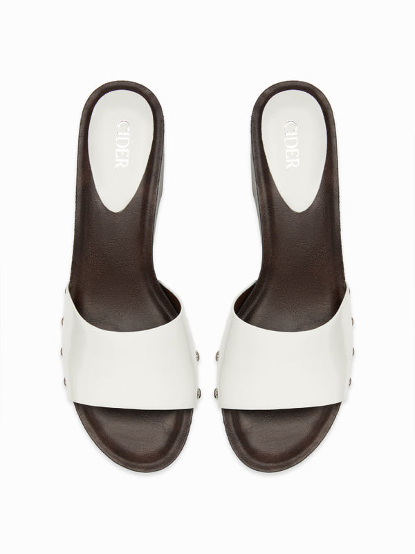 STUDDED PLATFORM MULE SANDALS