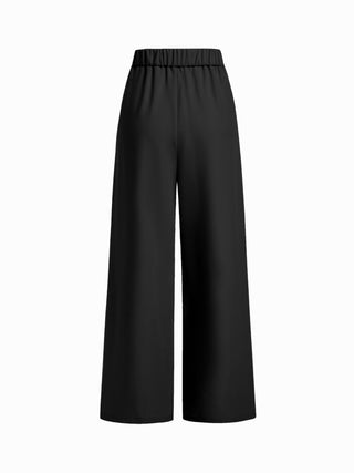 Boat Neck Striped Wrap Knotted Top & Mid Rise Straight Leg Trousers Set