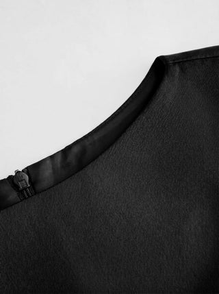 Round Neckline Puff Sleeve Mini Straight Dress