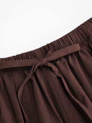 Cotton Mid Rise Drawstring Oversized Bermuda Shorts