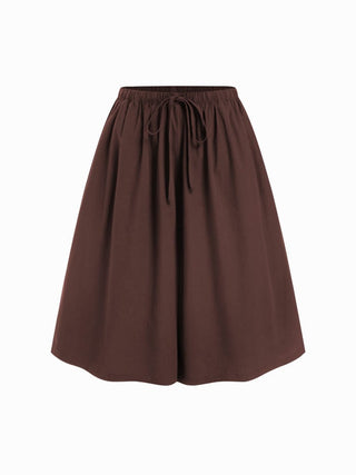 Cotton Mid Rise Drawstring Oversized Bermuda Shorts