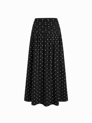 V-neck Twist Ruched Top & Mid Rise Ruched Flared Maxi Skirt Set