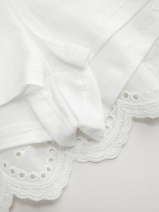 Cotton Low Rise Broderie Anglaise Ruffle Scalloped Hem Mini Skirt