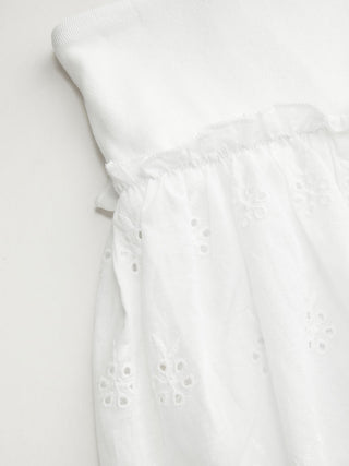 Cotton Low Rise Broderie Anglaise Ruffle Scalloped Hem Mini Skirt