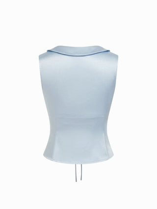 Satin Peter Pan Collar Bowknot Blouse