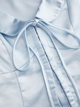 Satin Peter Pan Collar Bowknot Blouse