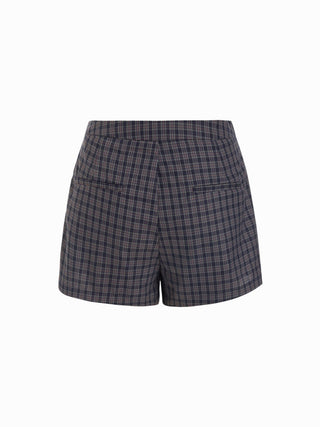 Check Low-Rise Jacquard Asymmetric Mini Skort