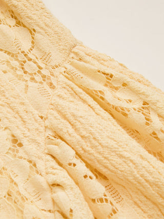 Lace Sculptural Off-Shoulder Knotted Flared Maxi Dress