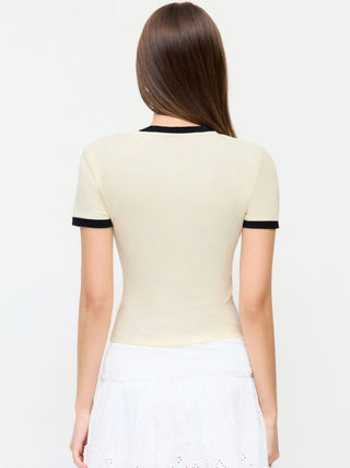 23 Graphic Cotton-blend Contrast Trim Short Sleeve Tee