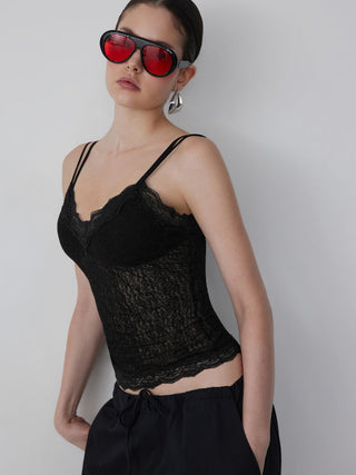 Textured Lace V-neck Cami Top