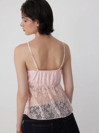 Lace Sweetheart Ruffle Cami Top