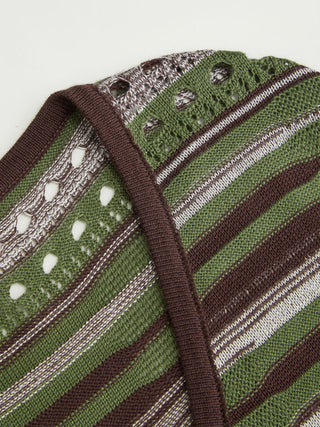 Knit Scoop Neck Short Sleeve Pointelle Hollow Out Cardigan