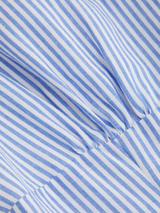 Cotton-Blend Striped Polo Neck Puff Sleeve Shirt Mini Dress