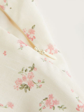 Ditsy Floral Graphic Stand Collar Cut Out Bowknot Flared Mini Dress