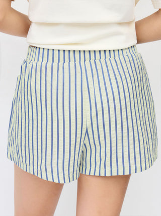 Cotton-blend Mid Rise Striped Bowknot Shorts