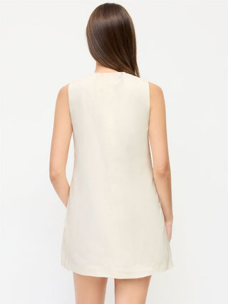 Linen-blend Bowknot Oversized Mini Shift Dress