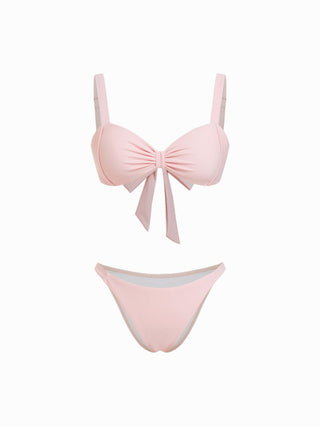 Sweetheart Bowknot Drawstring Bikini Set with Cover Up