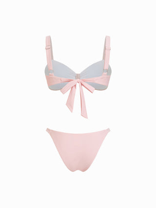 Sweetheart Bowknot Drawstring Bikini Set with Cover Up