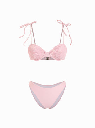 Sweetheart Underwire Cheeky Smocked Bikini Set