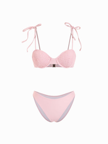 Sweetheart Underwire Cheeky Smocked Bikini Set