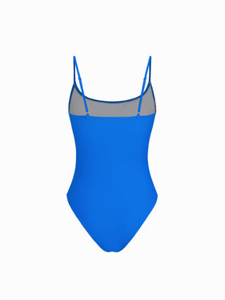 Floral High Stretch Square Neck Mesh Panel One Piece Swimsuit