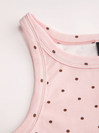 Cotton-blend Round Neckline Solid Tank Top
