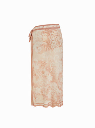 Paisley Underwire One Piece Swimsuit with Sarong Skirt Set