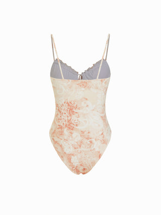 Paisley Underwire One Piece Swimsuit with Sarong Skirt Set