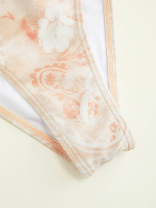 Paisley Underwire One Piece Swimsuit with Sarong Skirt Set