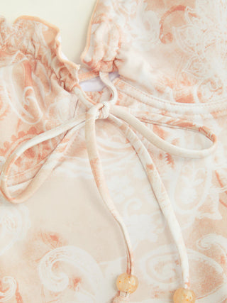 Paisley Underwire One Piece Swimsuit with Sarong Skirt Set