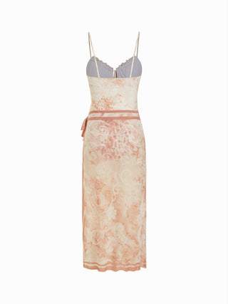 Paisley Underwire One Piece Swimsuit with Sarong Skirt Set