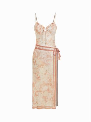 Paisley Underwire One Piece Swimsuit with Sarong Skirt Set