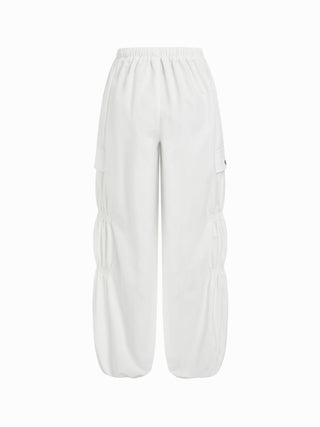 Mid Rise Ruched Drawstring Cargo Jogger Trousers