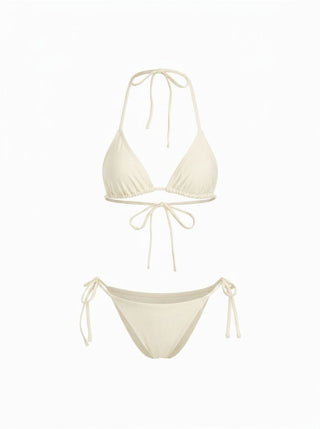 Tie Side Bikini Set with Glitter Asymmetrical Cover Up Top