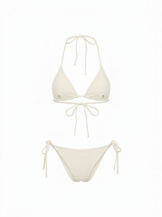 Tie Side Bikini Set with Glitter Asymmetrical Cover Up Top