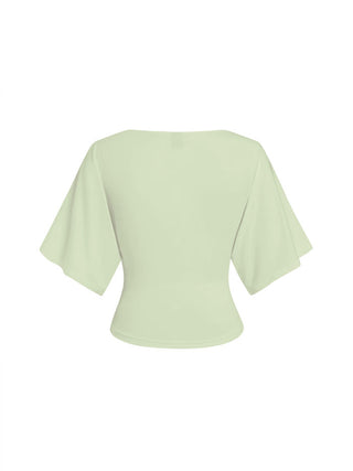 Modal-blend Boat Neck Short Sleeve Cut Out Ruched Top