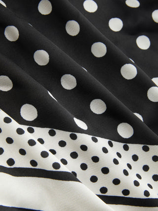 Polka Dot Strapless Shirred Asymmetrical Hem Bandeau Top
