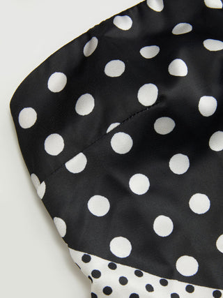 Polka Dot Strapless Shirred Asymmetrical Hem Bandeau Top