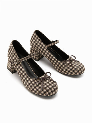BOWKNOT CHUNKY HEELED MARY JANE SHOES