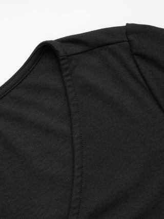 V-neck Bell Sleeve Ruched Lace Trim Asymmetrical Hem Tee