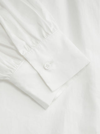 Cotton Stand Collar Lantern Sleeve Bowknot A-line Oversized Mini Dress