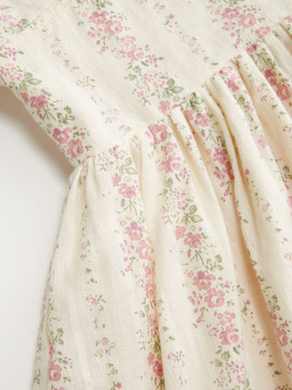 Cotton-Blend Ditsy Floral V-neck Dolman Sleeve Shirred Romper