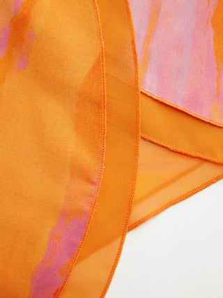 Chiffon Abstract Halter Neckline Ruched Beaded Blouse