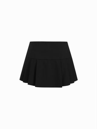 Low Rise Metal Detail Pleated Mini Skirt