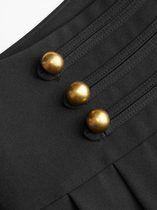 Low Rise Metal Detail Pleated Mini Skirt